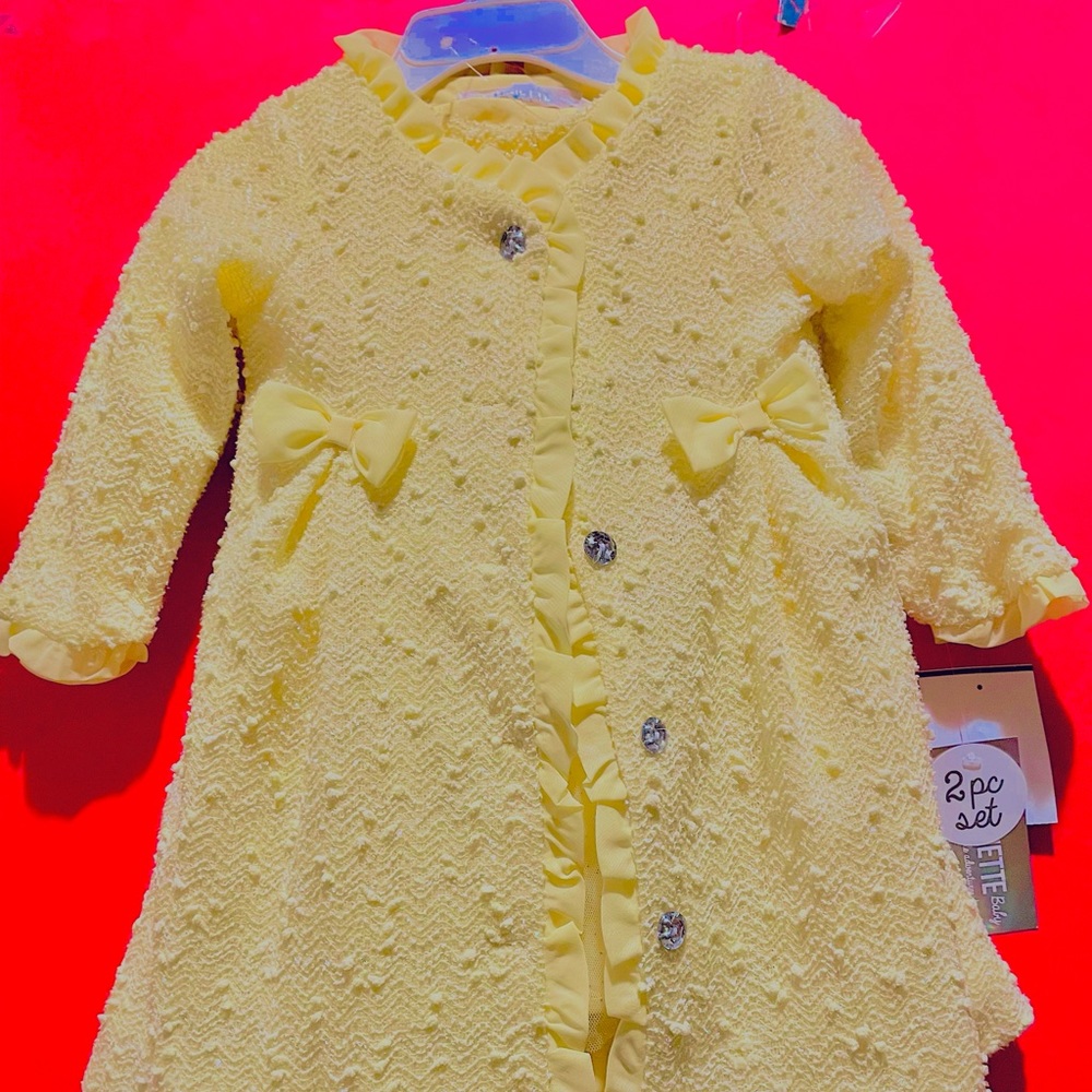 Nannette Baby 2-Piece Glitter Dress and Coat Set